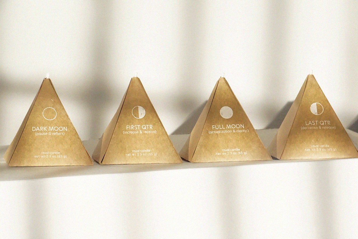 Moon Phase Pyramid Candles (Set of 4)